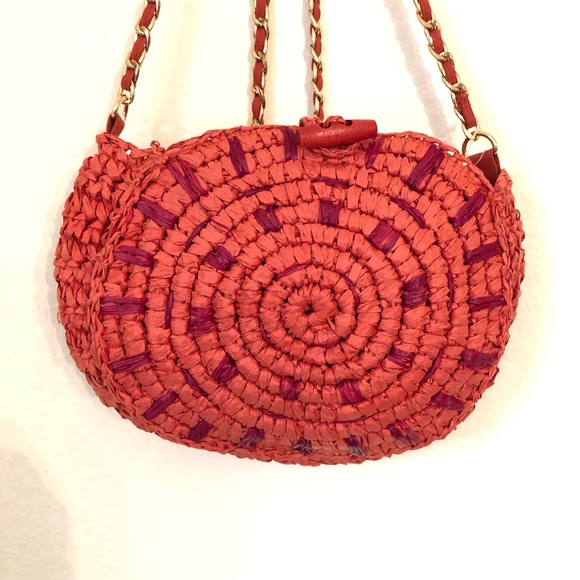 Inc Straw Circle Crossbody Flame Gold Bag - Picture 2 of 5